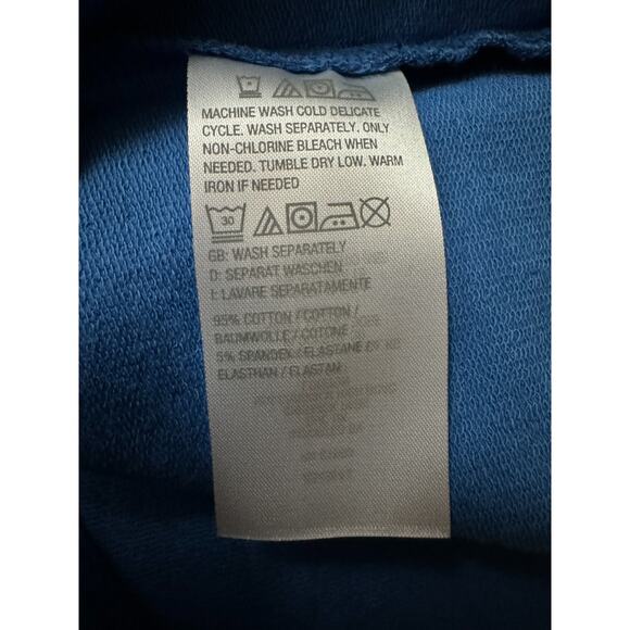 Denim & Co. Beach French Terry Roll Tab Sleeve Hooded Jacket Indigo Sea Medium - Picture 11 of 13